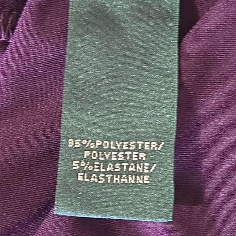 Lauren Ralph Lauren Dress Size 8 Faux Wrap Ruched V Neck Purple Dress - Picture 8 of 9